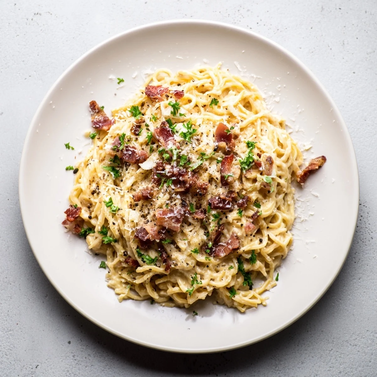 Creamy Instant Pot Carbonara Ramen, featuring perfectly cooked noodles and smoky bacon crumbles.