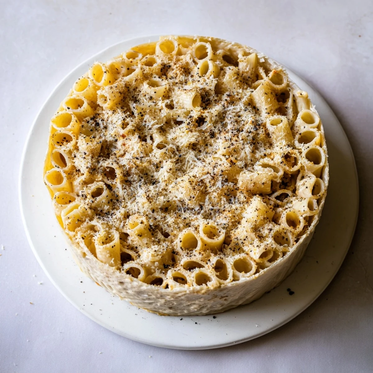 This Italian Cacio e Pepe Pasta Pie presents a delightfully crispy, baked comfort food dish.