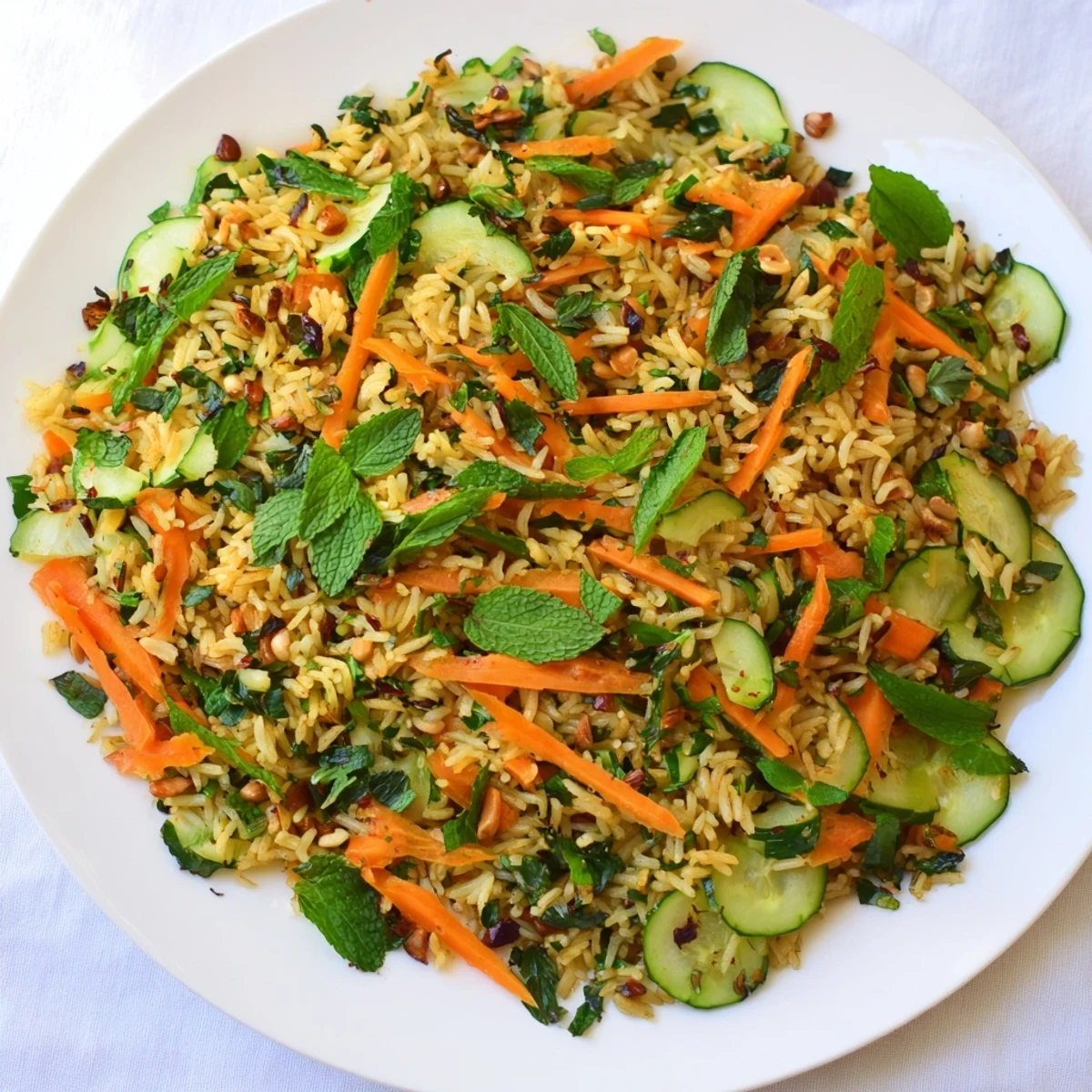 Zesty crispy cucumber rice salad: a vibrant, Asian-inspired salad featuring fresh lime.