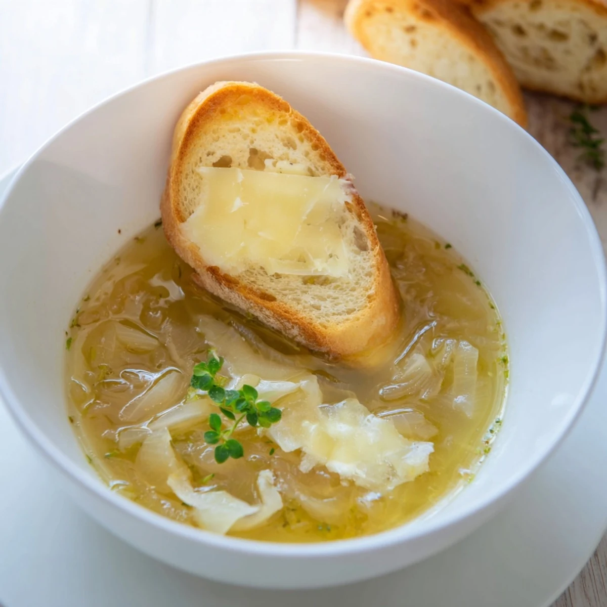 Caramelized onions simmer in beef broth for this Effortless 4-Ingredient French Onion Soup, ready in an hour.