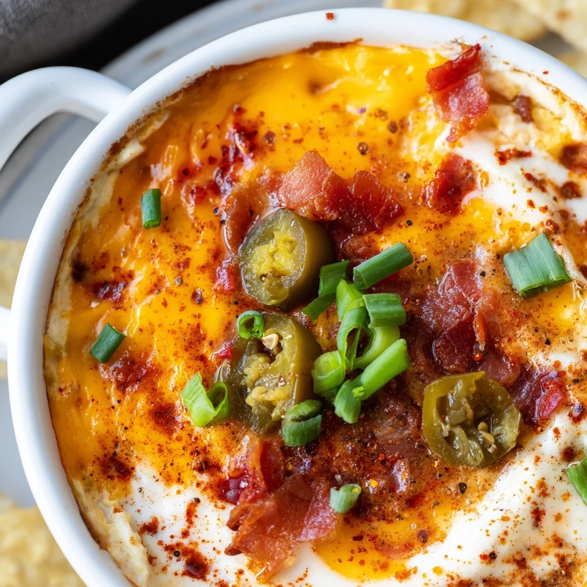 A bubbling Lava Flow Volcano Dip, with melted cheese cascading around colorful veggies and chips.