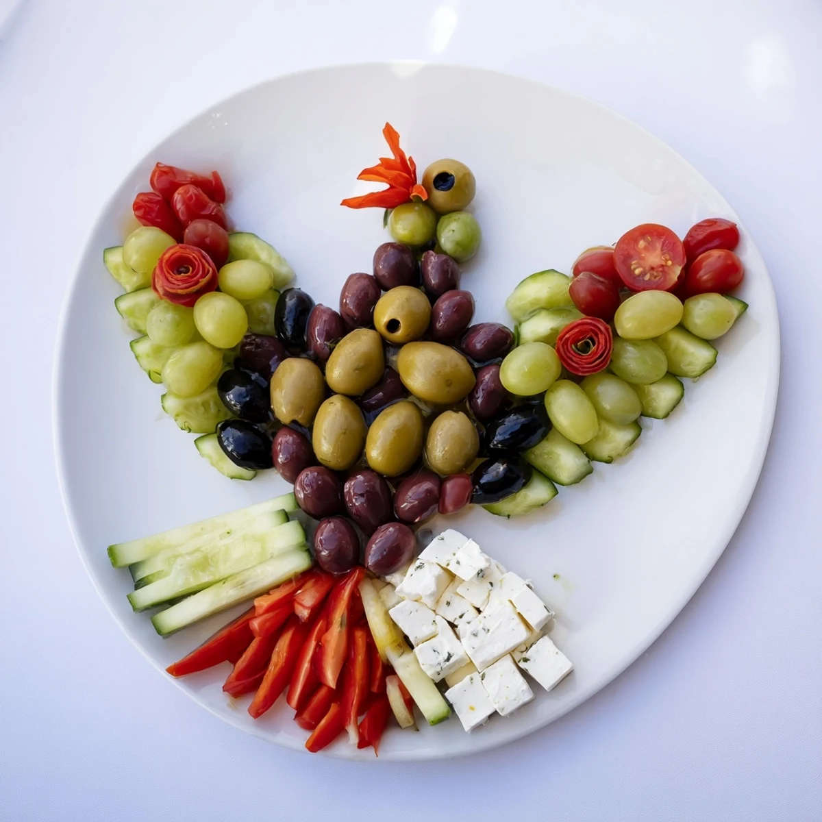 Easy Colombe de la Paix Olive Platter features olives, cheeses, and dipping oil, ready to serve as a delicious appetizer.