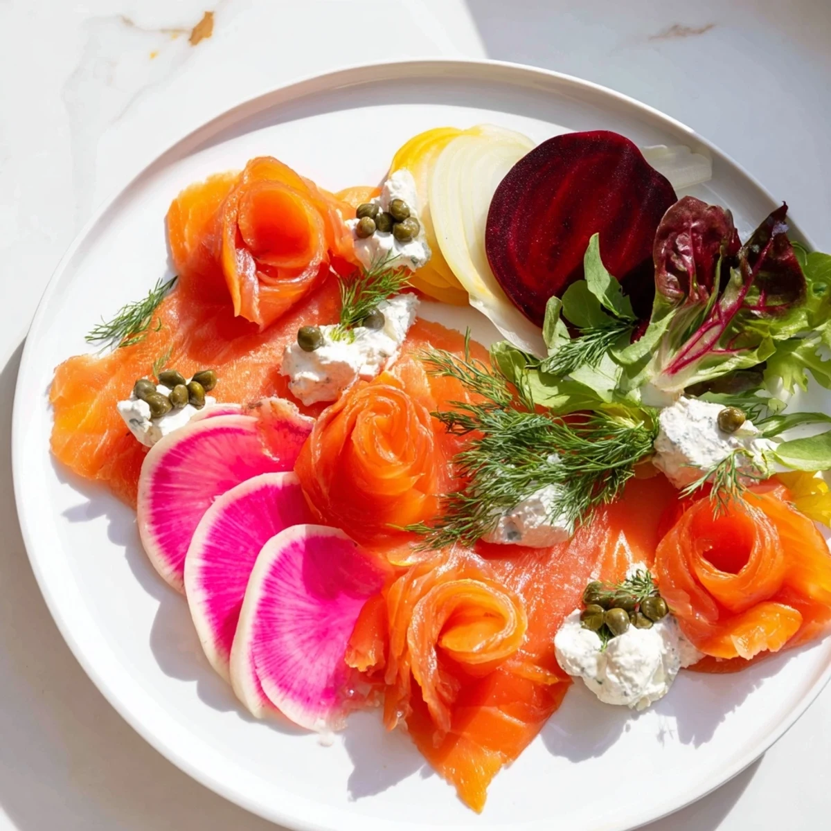A visually appealing Winter Harvest Smoked Salmon Board with toasted bread, perfect for a cozy gathering.