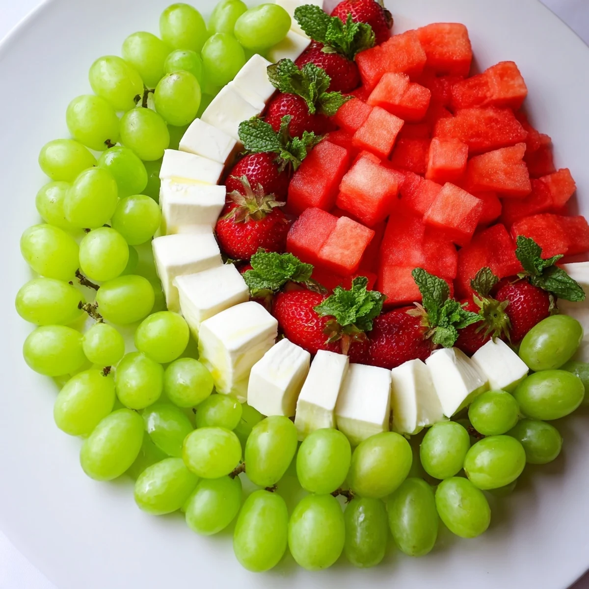 Refreshing Summer Watermelon Slice platter with juicy watermelon and creamy cheese, perfect for a sunny day.