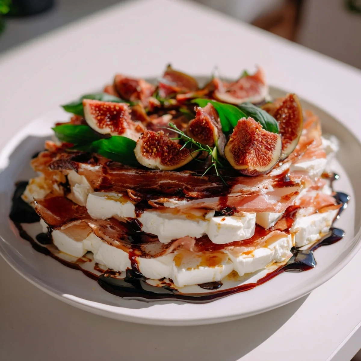 Appetizing Safari Stripes appetizer with alternating glazed meat and cheese strips on a platter.