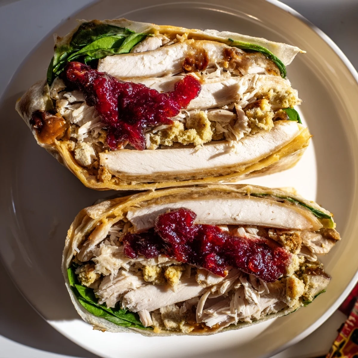 Golden toasted Moist Maker Chicken Wrap, showcasing a savory lunch filled with chicken and stuffing.