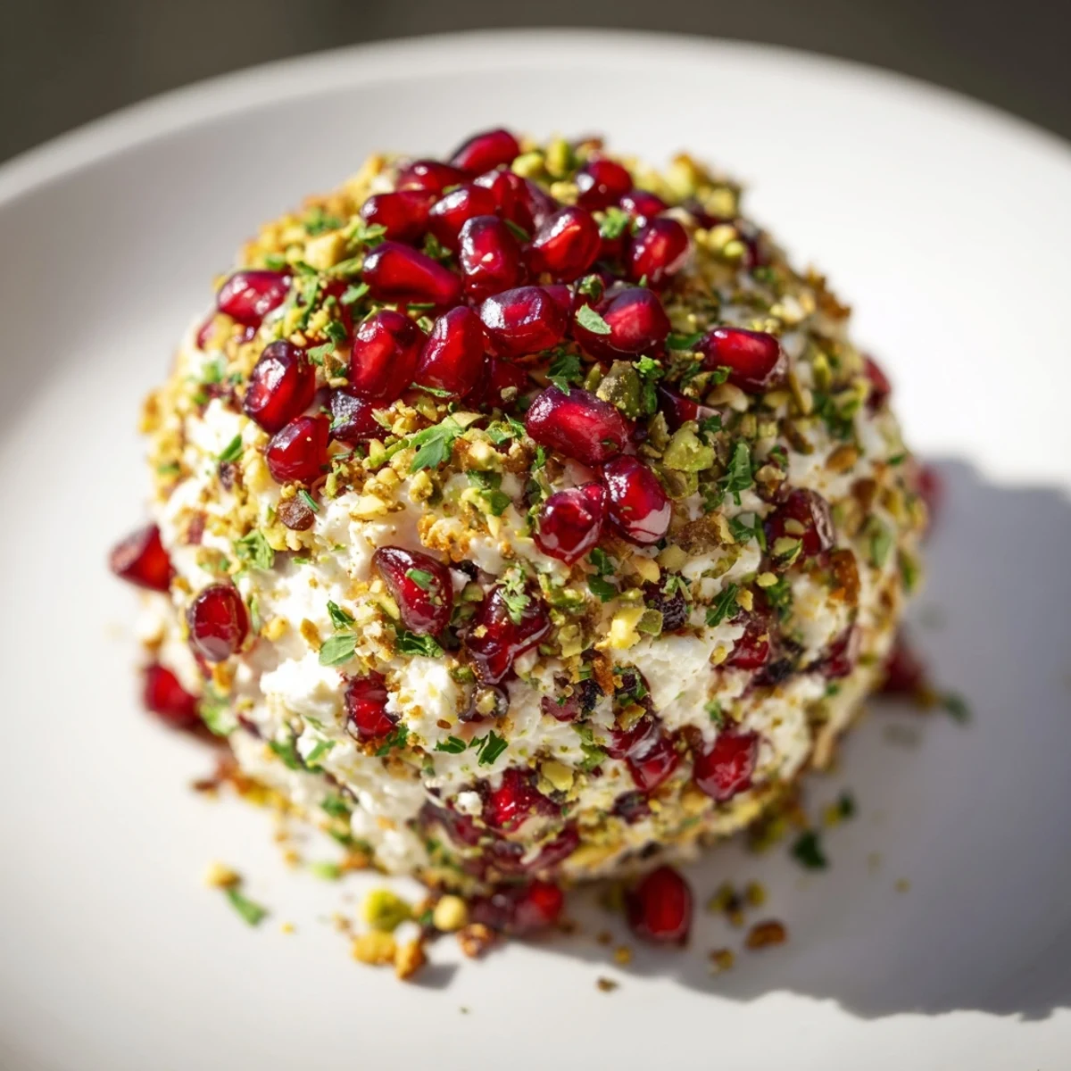 A top-down view of the beautifully decorated Royal Orb cheese recipe, perfect for a holiday appetizer.