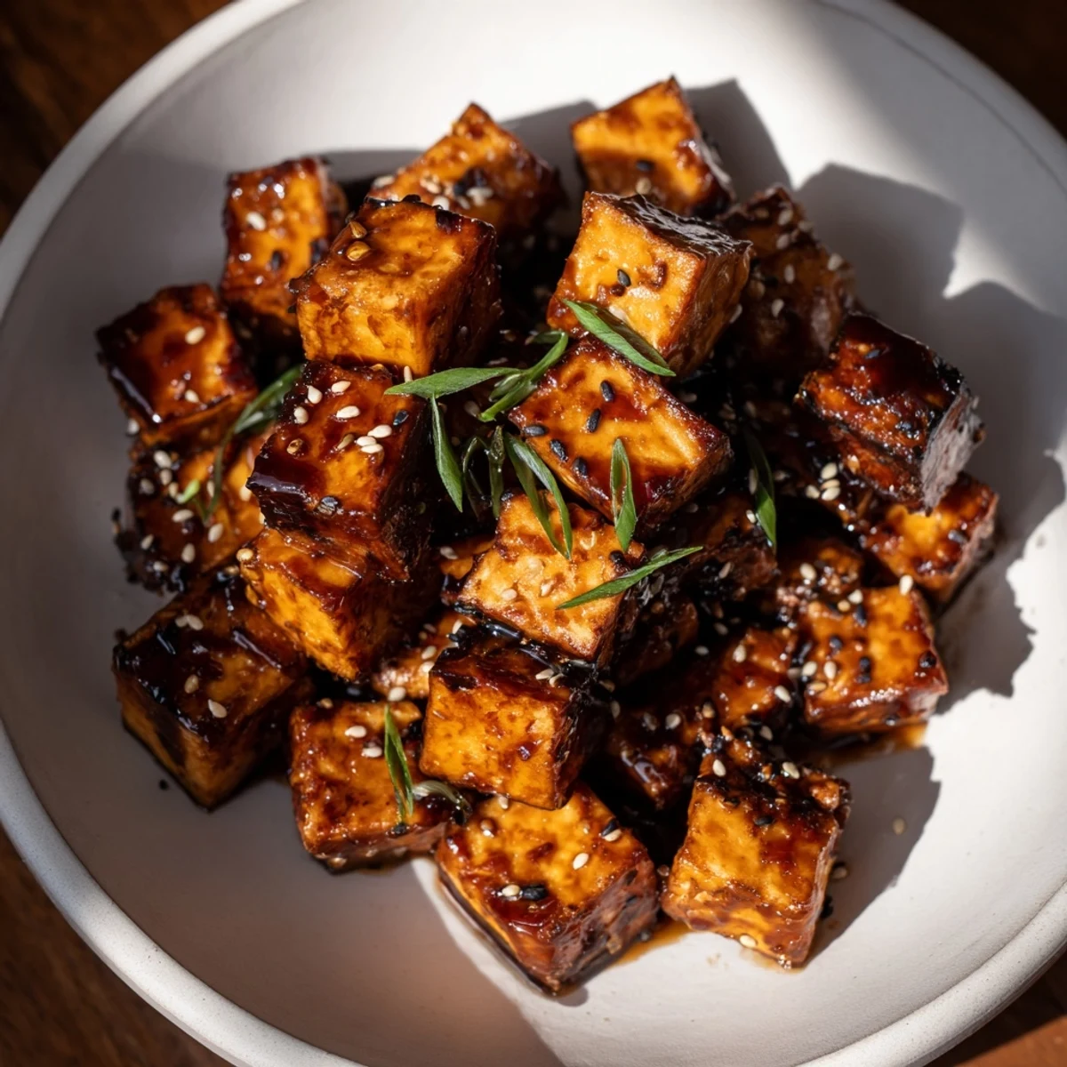 Sweet and savory Air Fryer Chicken Bites glistening from a honey glaze, perfect for sharing.