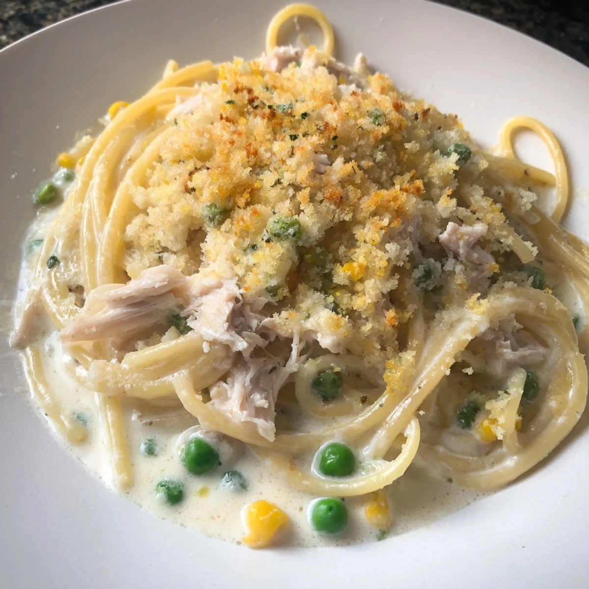 The baked Turkey Tetrazzini offers tender chicken or turkey, bubbling under a golden crust for dinner tonight.