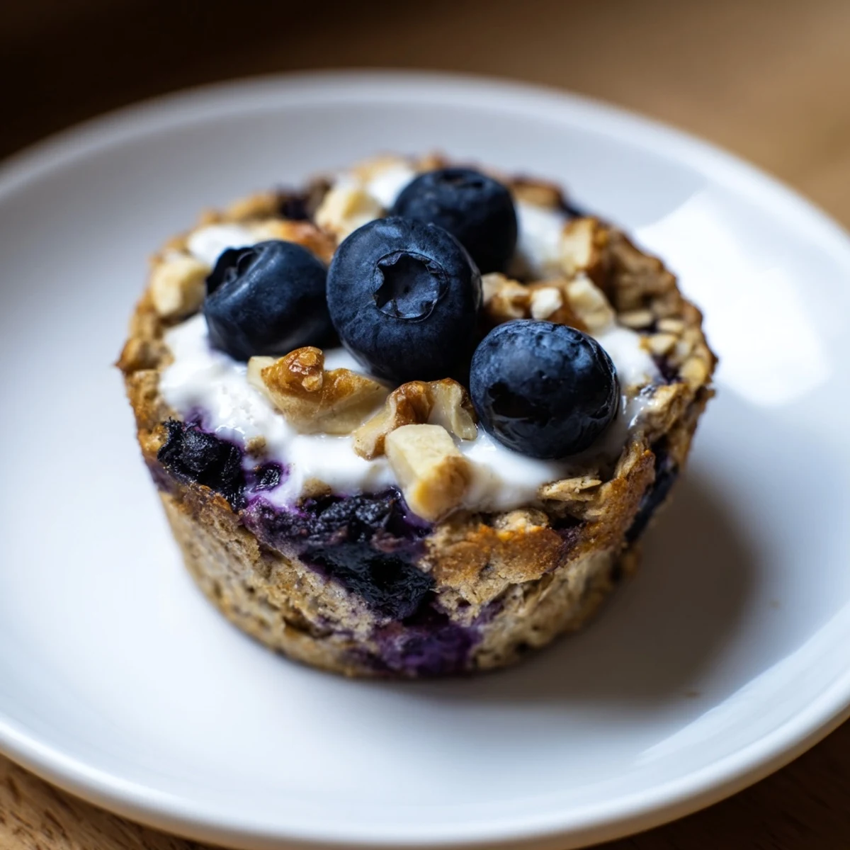 Golden, bubbly Blueberry Baked Oats, a warm breakfast with plump, juicy blueberries ready to eat.