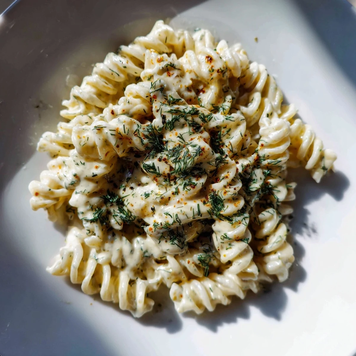 Homemade Turkish Yogurt Pasta, featuring a vibrant swirl of seasoned butter across the yogurt sauce.