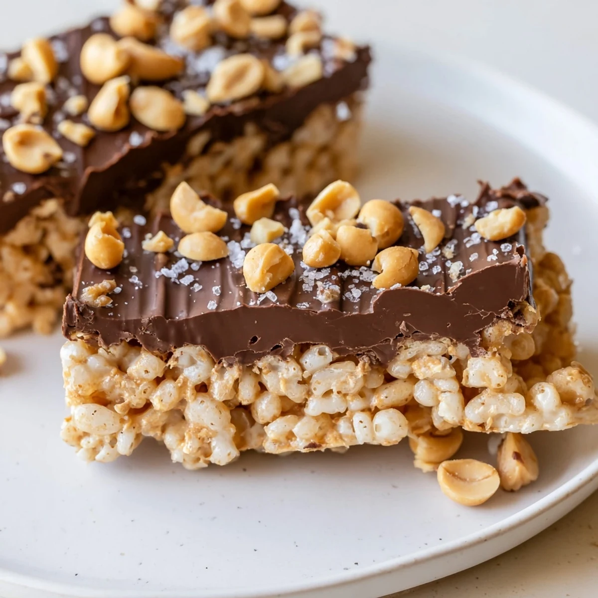 Delicious peanut butter chocolate rice cakes: a frozen treat showing layers of creamy texture, ideal snack.