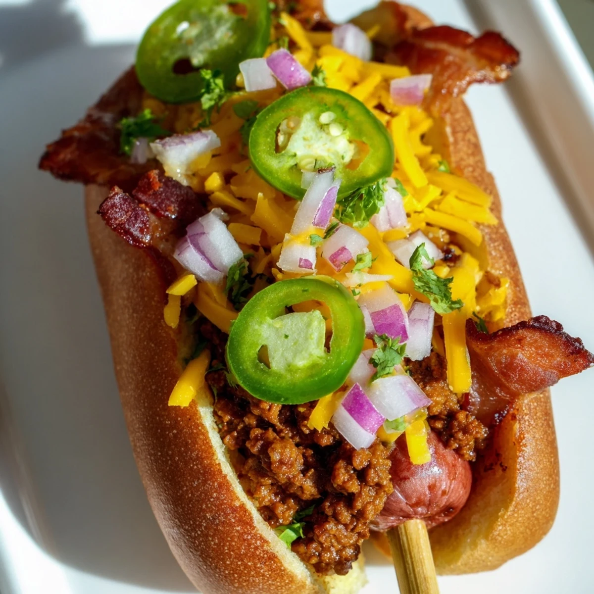 Savory and flavorful Mexican Hot Dogs, ready to eat, with fresh cilantro and a drizzle of ketchup.
