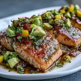 Baked Salmon Mango Avocado Salsa