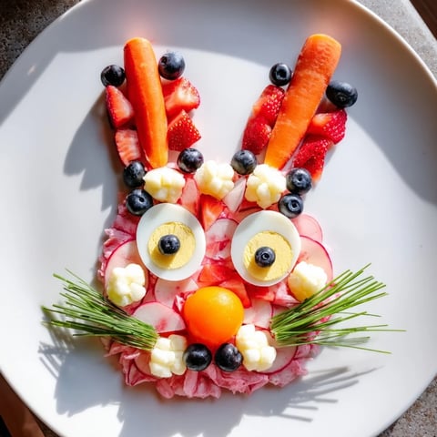 Platters of The Bunny Silhouette feature pink and white ingredients, perfect for Easter celebrations and serving.