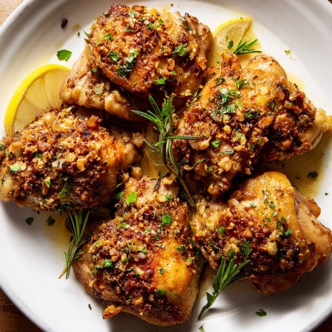 Golden, crispy-skinned Garlic Butter Chicken Thighs roasted to juicy perfection in a fragrant herb and garlic butter sauce.
