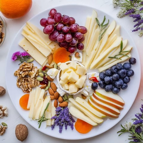 A rustic Woodland Creature Cheese Platter: creamy brie nestles with cheddar, grapes, and rosemary sprigs.