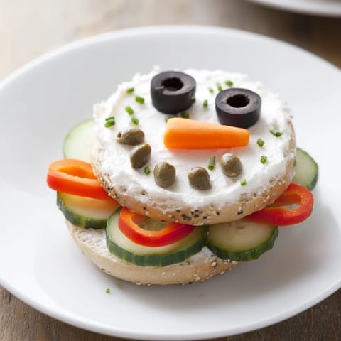 Snowman Mini Bagel Sandwich