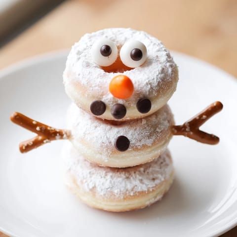 Mini Donut Snowman Stack