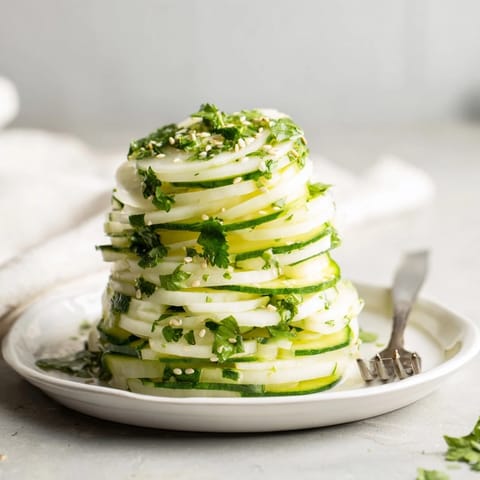 Jicama Cucumber Slice Stack