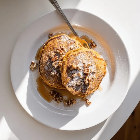 Golden-brown Pumpkin Spice Pancakes, infused with cinnamon and nutmeg, cooking on a griddle next to a bowl of pumpkin puree.