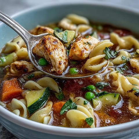 Pasta Soup With Chicken and Vegetables