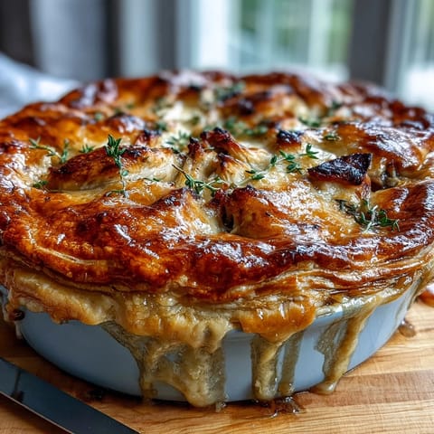 Savory filling of tender chicken, smoky bacon, and creamy leeks served hot from the oven.