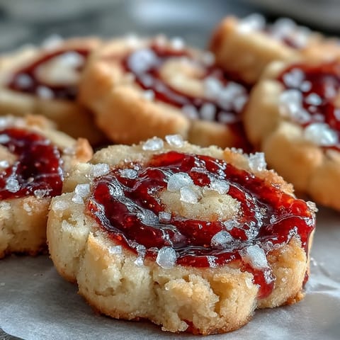 Freshly baked Raspberry Swirl Shortbread Cookies showcase buttery crumbles and a vibrant jam swirl.