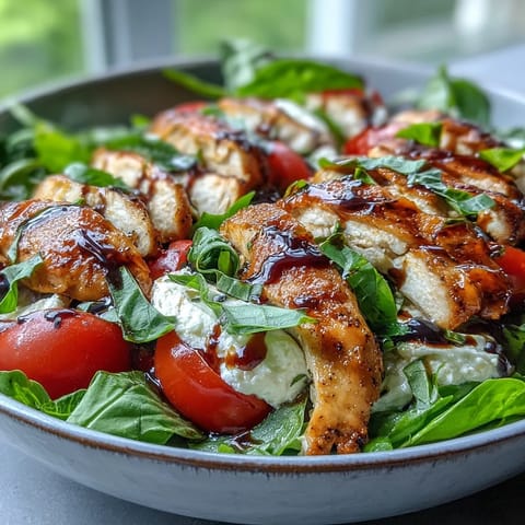 Juicy grilled Caprese Chicken Bowl with mozzarella, tomatoes, and fresh basil.