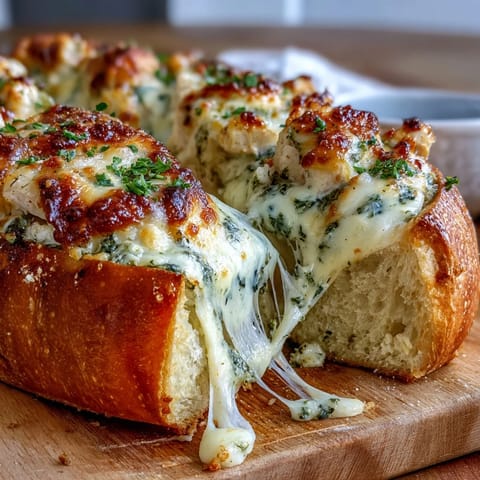 Two warm Pesto Chicken Garlic Bread Boats served with a side salad for dinner. 