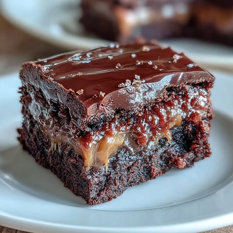 Decadent miso caramel brownies with rich chocolate base and swirls of sweet-salty miso caramel, perfect for a gourmet dessert treat.