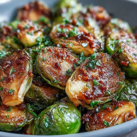 Roasted Brussels sprouts tossed with fresh herbs, lemon zest, and crunchy almonds for a vibrant, flavorful side dish.  