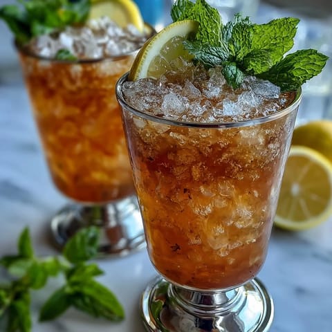 A refreshing mini mint julep mocktail with crushed ice, fresh mint, and ginger ale for a festive Derby celebration.