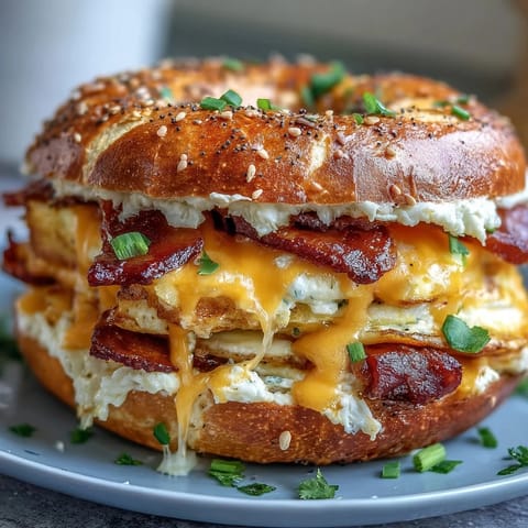 Fluffy baked eggs and melted cheddar on toasted whole wheat bagels, ready for quick breakfasts or meal prep — Protein Bagels Meal Prep Breakfast Sandwiches.