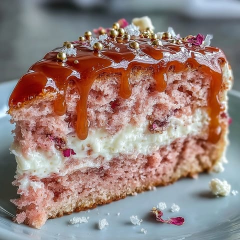 Decadent rosé wine cake with a luscious gold drip, perfect for celebrations.