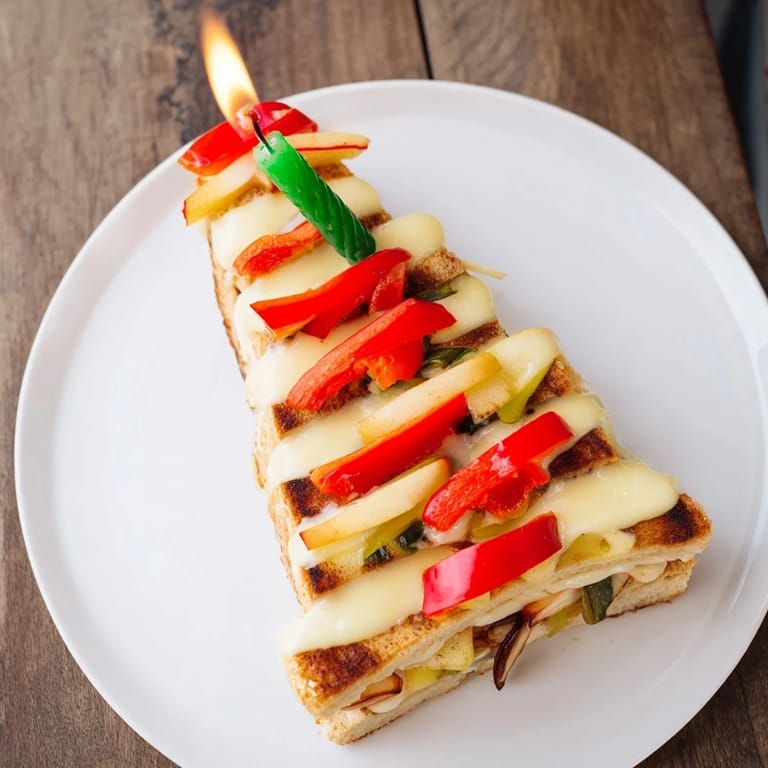 Deliciously crisp apple pairs with gooey Brie in this festive Christmas Candle Grilled Cheese recipe.