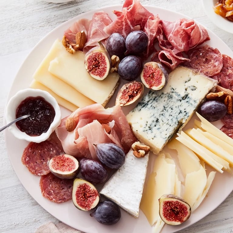 This appetizing Wine & Food Pairing Platter offers a perfect array of gourmet bites for a delightful experience.