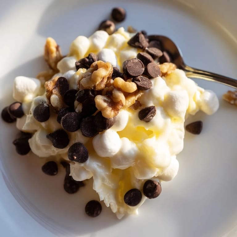 Melted chocolate chips and marshmallows, part of this quick dessert treat, look absolutely delicious.