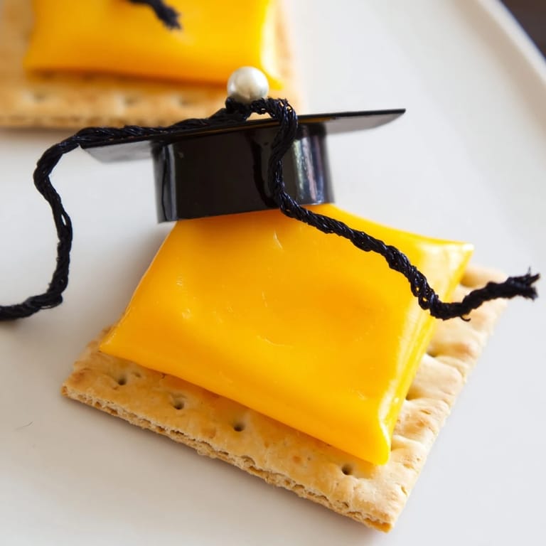 Freshly assembled Graduation Cap Snacks with colorful tassels, ready for serving at a party.