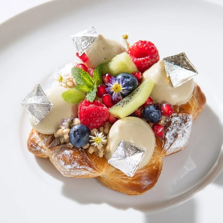 Imagine a stunning Luxury Diamond Engagement Platter with delicate pastries and shimmering white chocolate jewels.