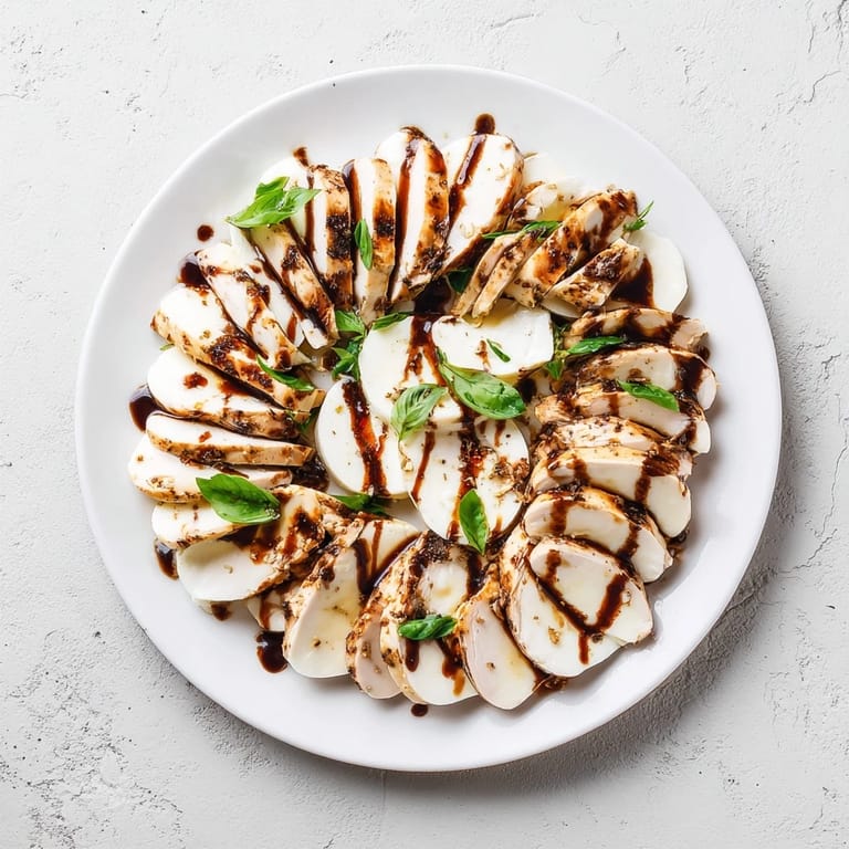 Fresh basil garnishes a delightful serving of the flavorful Safari Stripes appetizer with a wine pairing.