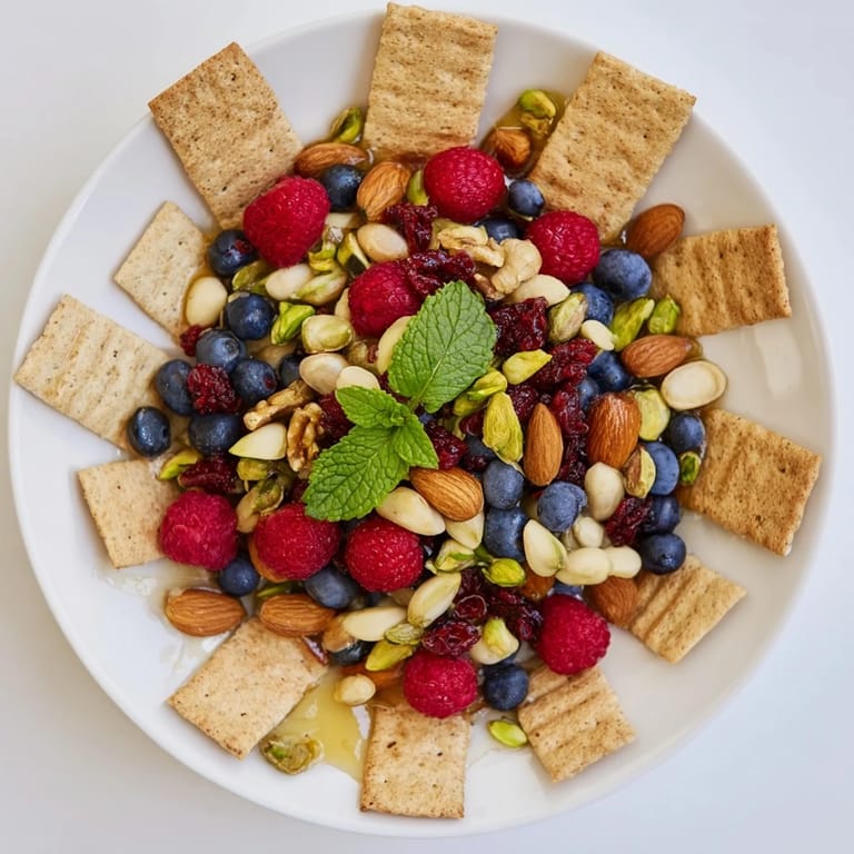 The vibrant The Picket Fence platter with a cracker border, filled with fresh berries and nuts!