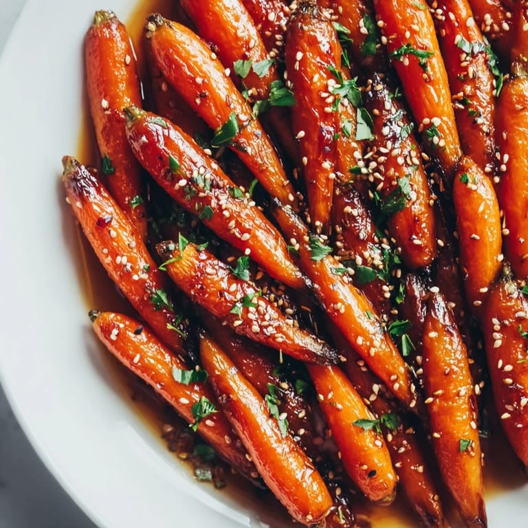 Tender, caramelized honey soy roasted carrots, a sweet and savory side, perfect for your dinner.