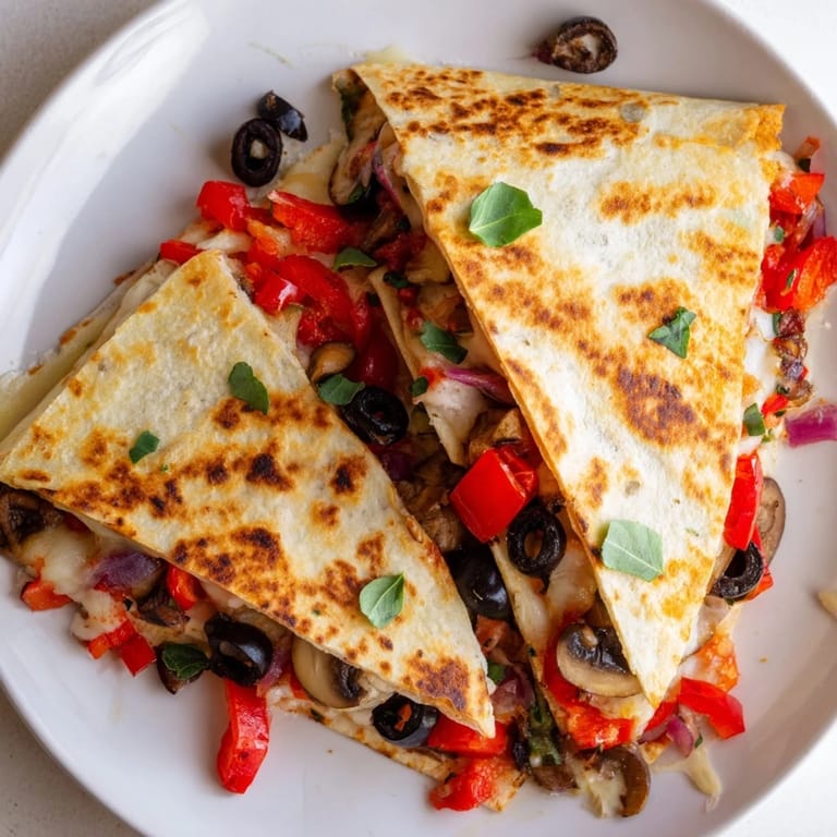 Crispy-edged Tortilla Pizza Wrap, brimming with melted cheese and fresh veggie toppings, perfect for a quick lunch.