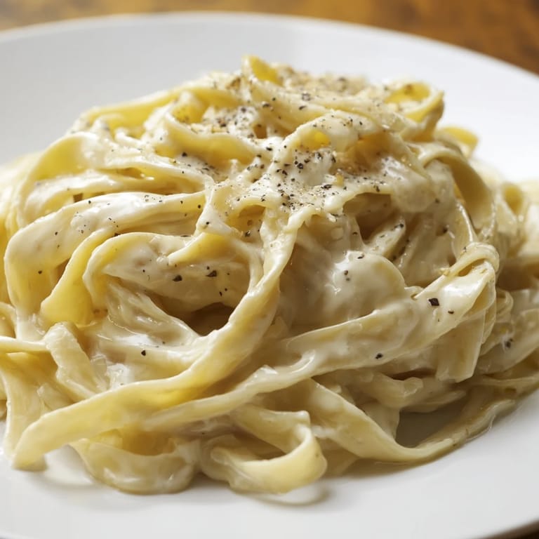 Creamy and simple, this Lazy Girl Three-Ingredient Pasta features rich butter sauce coating the noodles.
