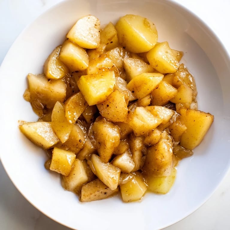 Picture a bowl of delicious, homemade Slow Cooker Stewed Apples, ideal over yogurt or ice cream.