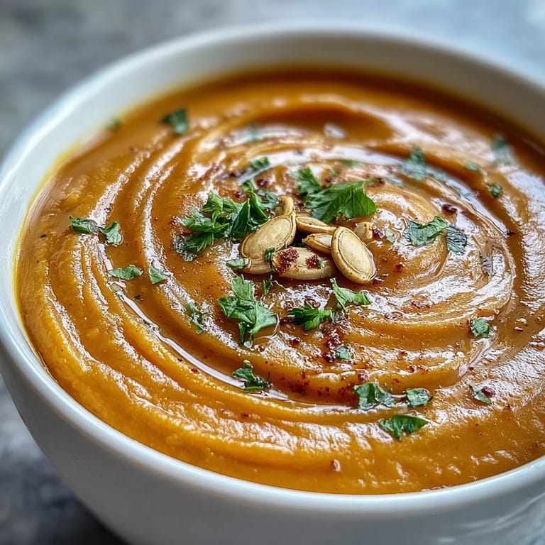 Velvety butternut squash soup paired with crusty bread for a comforting winter meal.