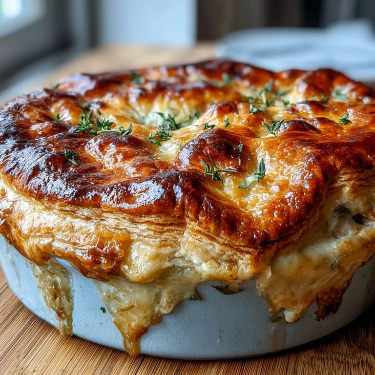 Comforting Chicken and Leek Pie with a rich sauce, paired with mashed potatoes and fresh salad.