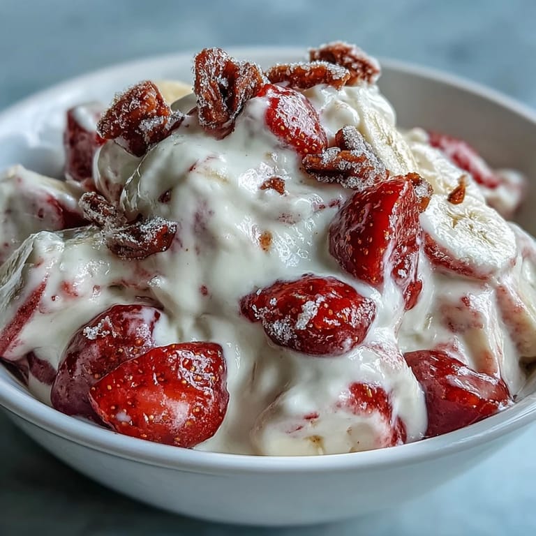 Easy homemade Strawberry & Banana Yoghurt Clusters served on a plate, perfect for a healthy gluten-free dessert snack or light summer treat.