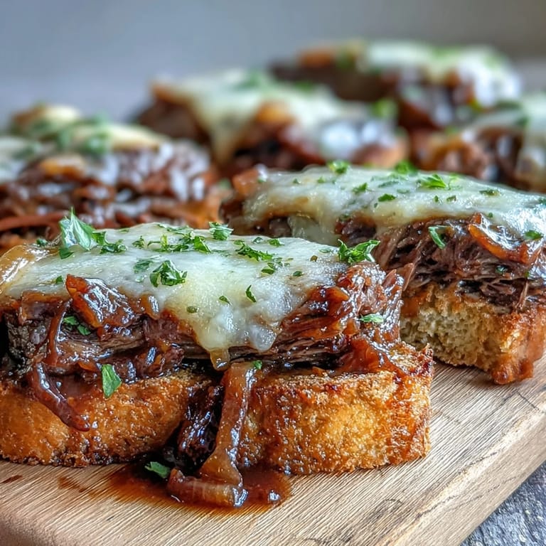 Savory Crock Pot French Onion Pot Roast served family-style with crusty bread for soaking up the juices.
